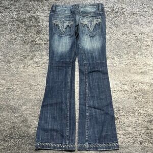 NEW Vintage Antik Denim Jeans 29 (30x34) Blue Embroidered Bootcut Low Rise Y2K